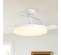 Parrot Uncle Ventilador de Techo con Luz y Aspas Retráctiles, 36W, Motor DC Silencioso, Diámetro 106cm, Función Verano e Invierno, 6 Velocidades, Programable, Mando a Distancia, Blanco