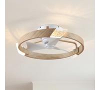 Parrot Uncle Ventilador de techo con luz y control remoto, 51 cm, LED de madera, regulable en intensidad, 3 colores de luz, 6 velocidades