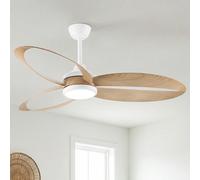 Parrot Uncle Ventilador Techo con Luz, 132cm, Blanco/Madera, Motor DC Silencioso, Regulable, 3 Temperaturas Color, Moderno Salón y Dormitorio