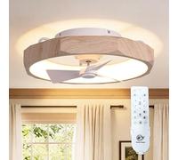 Parrot Uncle Ventiladores De Techo con Luz Reversibles, 50cm Mando a Distancia, 3 Temperaturas de Color, Temporizador Y 6 Velocidades; Silencioso Ventilador de Techo, para dormitorios pequeños Madera