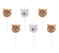 Party Deco - Velas de cumpleaños con diseño de oso de peluche, 6 unidades