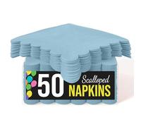 Party Solids Servilletas festoneadas de color azul claro, 50 unidades, servilletas de cóctel festoneadas de 2 capas, papel de uso diario para fiestas de cóctel y suministros de fiesta