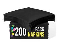 Party Solids Servilletas negras desechables para uso diario, 200 unidades, 2 capas, servilletas de cóctel negras de papel para fiestas y suministros de fiesta