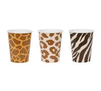 PartyDeco - 6 gobeletos de cartón SAFARI Animal Piel, 22 CL
