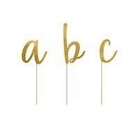 PartyDeco Adornos para tartas Letras del alfabeto dorado 53 unidades