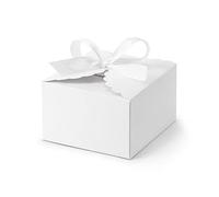 PartyDeco Caja de regalo en forma de nube de papel blanco con cinta, caja de regalo para bautizo, decoración de mesa, paquete de regalo