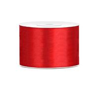 PartyDeco Cinta de raso 50 mm x 25 m Roja – para cumpleaños, boda y Navidad