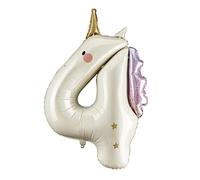 PartyDeco de globos con números de unicornio de 36.5 pulgadas, globos de aluminio con números de cumpleaños para niñas, inflables de aire y helio, decoraciones de cumpleaños de unicornio, suministros
