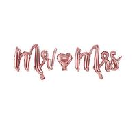 PartyDeco Globo aluminio «Mrs&Mr» oro rosa – decoración boda/compromiso 62,5×31,5 cm