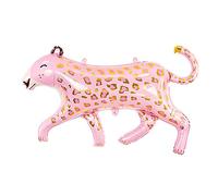 PartyDeco Globo de helio de papel Leopardo rosa - Primer cumpleaños niños y niñas, zoológico