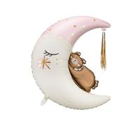 PartyDeco Globo de peluche Luna – Rosa claro/rosa pálido – Baby shower y 1º cumpleaños