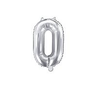 PartyDeco Globo Mylar con Forma de número 0 Zero Plata 35 cm Cumpleaños Adulto Niño