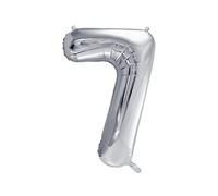 PartyDeco - Globo Mylar número 7 FB1M-7-018 - Plata 86 cm cumpleaños adulto/niño