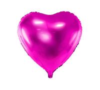 PartyDeco - Globo Mylar Foil con Forma de corazón Fucsia Metalizado, diámetro 45 cm