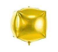 PartyDeco - Globo Mylar Foil Cuadrado Dorado Metalizado, 35 cm