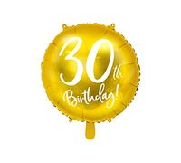 PartyDeco Globo Mylar Foil para 30º cumpleaños dorado de Ø 45 cm FB24M-30-019