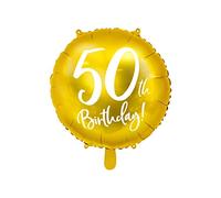 PartyDeco Globo Mylar Foil FB24M-50-019 dorado para 50º cumpleaños Ø 45 cm