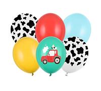 PartyDeco Globos de látex Granja Tractor de Vaca con estampado Guirnalda de cumpleaños