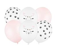 PartyDeco – Globos Gato Mezcla 30 cm – Kit decoración cumpleaños y fiesta, 6 piezas