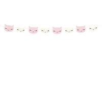 PartyDeco – Guirnalda moldeada de gatitos, 140 cm, rosas y blancos – gl11