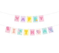 PartyDeco Happy Birthday Girlande Gabby's Dollhouse Banner Kindergeburtstag Deko Party Girlande Geburtstag Banner Mädchen Geburtstagsdeko Wanddeko Fotohintergrund Partyzubehör
