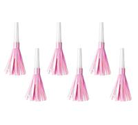 PartyDeco- HOR1-081J - 6 trompetas silbatos con Flecos de Color Rosa para Fiestas y cumpleaños
