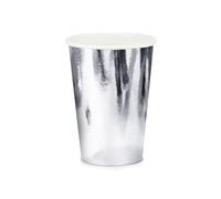 PartyDeco KPP35-018-EU3 - Vasos de papel (220 ml, 6 unidades), color plateado