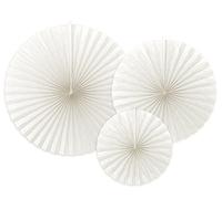 PartyDeco Paquete De 3 Redondo Papel Rosetones, Blanco,