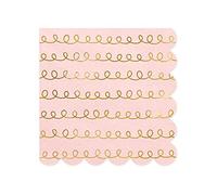 partydeco. pl Servilletas rosa con borde ondulado estampado dorado / ondas / servilletas infantiles