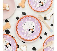 PartyDeco - Platos de papel dálmata para cumpleaños, platos de lunares, juego de 6 (18 cm)