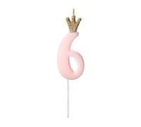 PartyDeco SCU6-6-081J - Vela de cumpleaños (número 6, 9,5 cm), color rosa claro