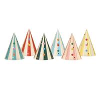 PartyDeco Sombreros de fiesta con pompones de papel temática de circo - Kit bricolaje 6 unidades
