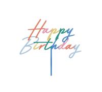 PartyDeco Topper Happy Birthday 18 x 16,5 cm, arco iris