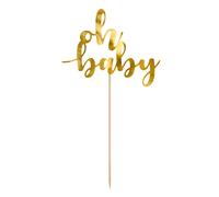 Partydeco Topper para Tarta 'Oh Baby' Oro - Adornos para Pasteles y Cupcakes