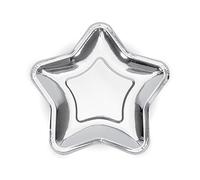 PartyDeco TPP11-018 CF 6 platos con forma de estrella, plata