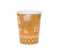 PartyDeco Vasos de papel de 220 ml con animales de safari, juego de 6 unidades,