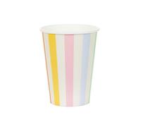 PartyDeco Vasos de papel de 400 ml con diseño de rayas, juego de 6 unidades, multicolor