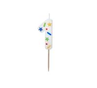 PartyDeco Vela número 1 | confeti blanco de 5,5 cm