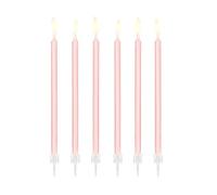 PartyDeco Velas para tartas con soporte, 26 unidades, 14 cm, rosa