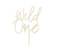 PartyDeco Adorno para tarta Wild One de madera, 22 cm – Fiesta de cumpleaños