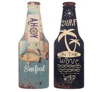PartyKindom 2 Piezas Adorno Colgante de Madera Decoración de Botellas de Cerveza de Madera Forma de Botella de Cerveza, Ligero y Práctico, Estilo Hawaiano, para Oficina y Coche, Celebracion