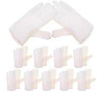 PartyKindom Guantes de Inspección de Joyas Monedas, Guante de Escenario Antiestático de Tela a Rayas, Beige, 10 Pares, Transpirable y Antideslizante, para Servicios y Jardinería Doméstica