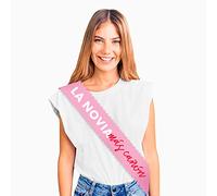 PARTYLOSOPHY 1 Unidad - Bandas de Despedida de Soltera (La Novia más cañon) - Papel plastificado resitente al Agua Color Rosa 150 x 10 cm - Accesorios Despedida de Soltera, Bandas Fajín Novia.