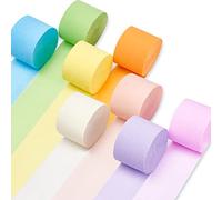 PartyWoo Serpentinas de papel crepé 8 rollos de 650 pies, paquete de serpentinas de fiesta en 8 colores pastel para decoraciones de cumpleaños, decoraciones de fiesta, decoraciones de boda (1.8