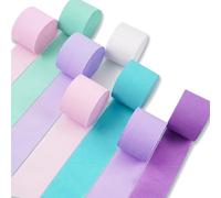 PartyWoo Serpentinas de papel crepé, 8 rollos de 650 pies, paquete de serpentinas de fiesta rosa, morado, menta, turquesa y blanco para decoraciones de cumpleaños, decoraciones de fiesta, decoraciones