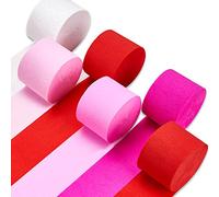 PartyWoo Serpentinas de papel crepé, rosa rojo-9600