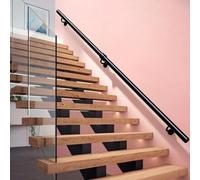 Pasamanos 4FT 6FT 8FT 12FT 14FT 16FT, barandilla escalera metal industrial negro, kit varilla soporte tubería hierro forjado antideslizante para interiores exteriores(90cm)