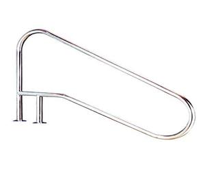 Pasamanos baranda de bajada piscina FX L.1362 mm Acero inoxidable AISI 316 Dos puntos de apoyo con refuerzo interno inclinado un escalón pletinas + tornillos + tacos + embellecedores. REGALO LIMPIADOR