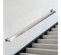 Pasamanos de acero inoxidable 1-20 pies para escaleras interiores y exteriores | Barandilla de escalera montada en la pared Acabado plateado | Barra de agarre antideslizante(2m)