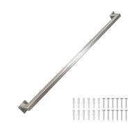 Pasamanos de acero inoxidable plateado｜Riel de agarre para exteriores Escaleras de tubo cuadrado Kit de soporte de riel de barandilla｜1m 1.5m 2m 2.5m 300cm Pasamanos de barandilla de pared(90cm)
